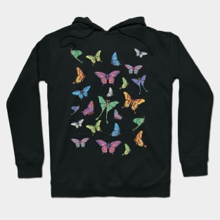 Flying butterflies and Luna moth Hoodie